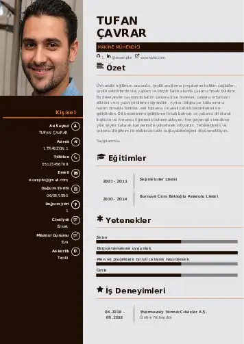 Makine Mühendisi Cv Örnekleri cv indir